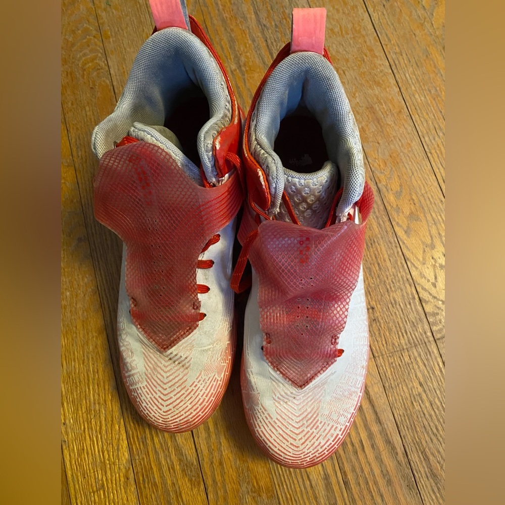Red and White Football cleats used by my son 1 season. Men’s size 11.5.